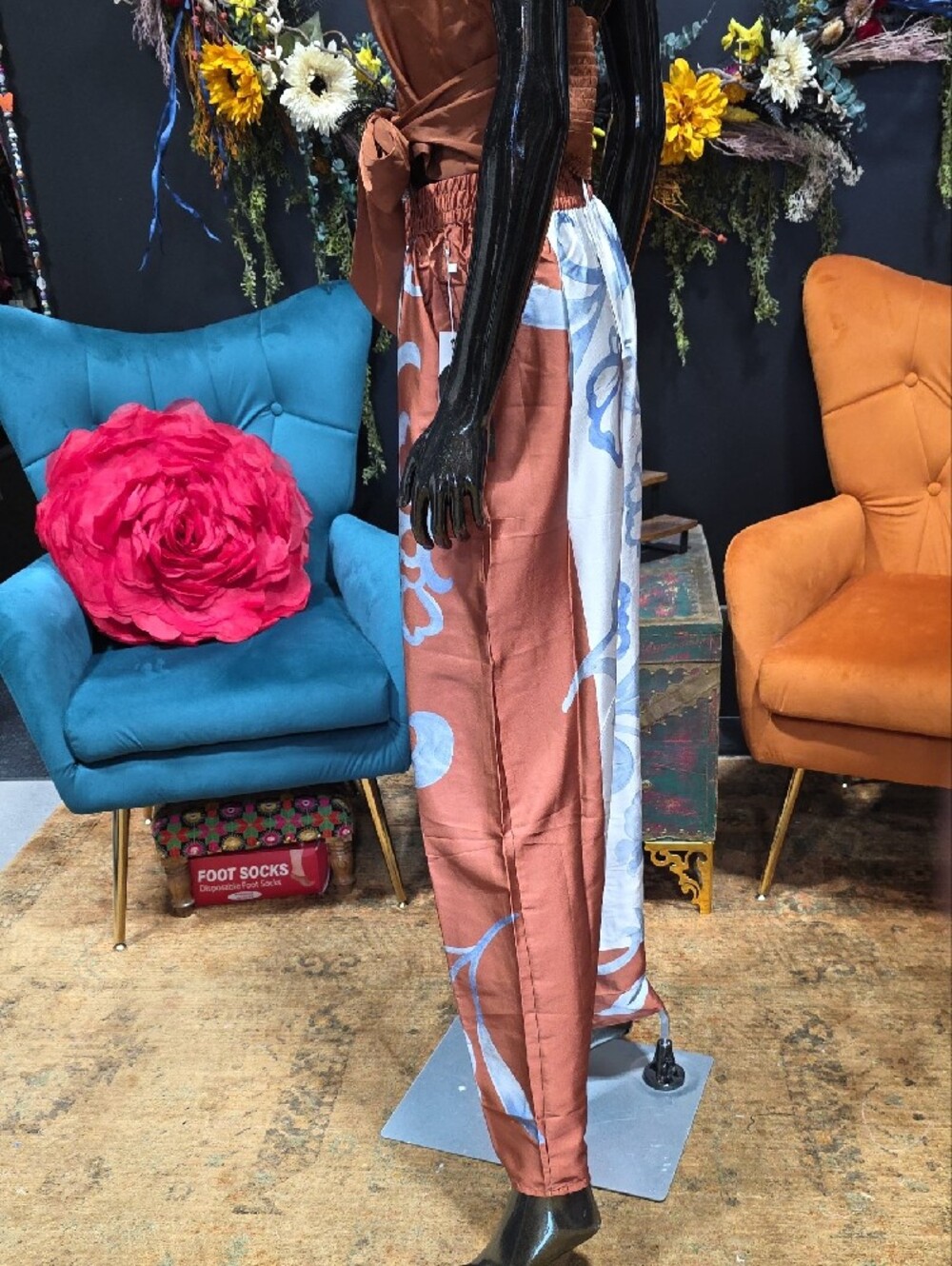 Live 4 Truth Rust Blue Floral Wide-Leg Pants - Picture 7 of 11